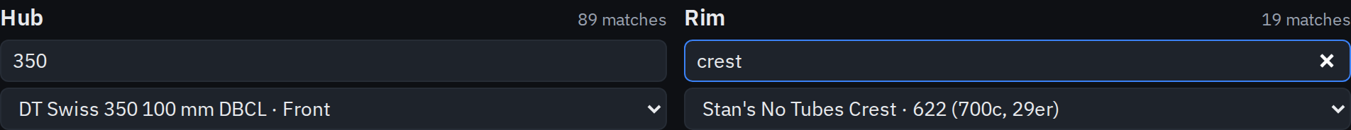 Hub and rim pickers with live match counts