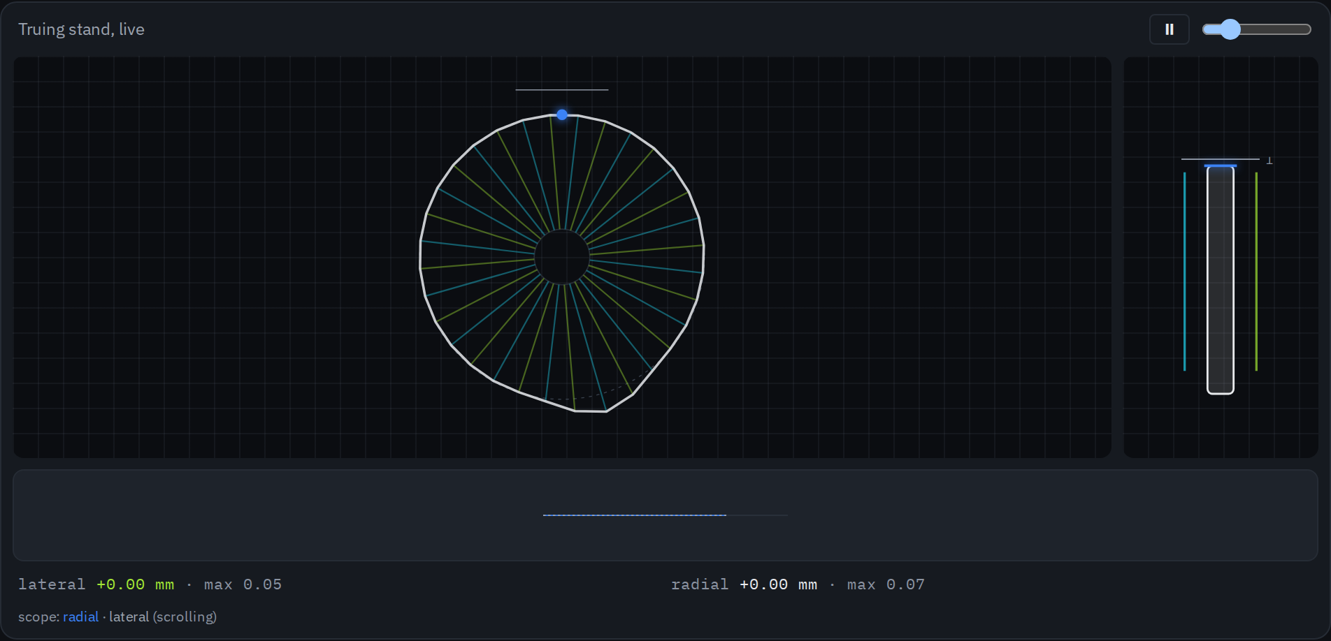 The live truing stand reacting to a loosened spoke